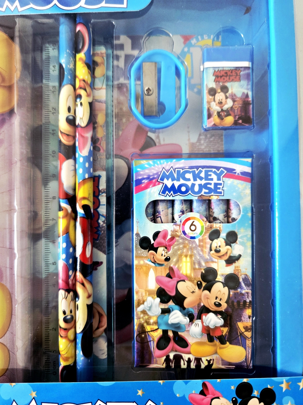 7PC. Disney Mickey Mouse Stationery Set Pencil Case & School Supplies Kit - Picture 2 of 5